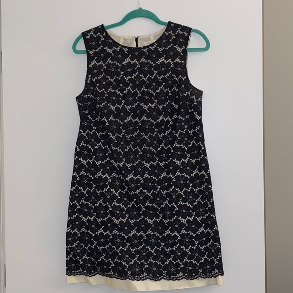 Shoshanna Black Lace & Cream Sleeveless Dress